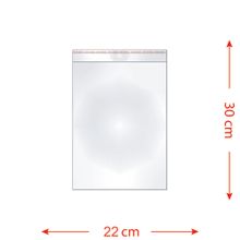 100 Saquinhos 22 x 30 cm (Folha A4) Autocolante Transparente