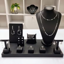 Kit Expositor para Joias em Corino Preto (10 Peças)