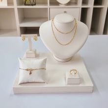 Kit Expositor para Joias em Corino Branco Baixo (5 Peças)
