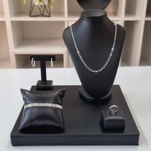 Kit Expositor para Joias em Corino Preto Alto (5 Peças)