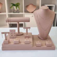 Kit Expositor para Joias em Corino Rose (11 Peças)