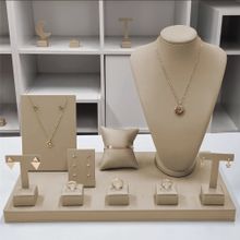Kit Expositor para Joias em Corino Champanhe (10 Peças)