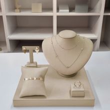 Kit Expositor para Joias em Corino Champanhe Baixo (5 Peças)