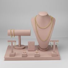 Kit Expositor para Joias em Corino Rose Alto (8 Peças)